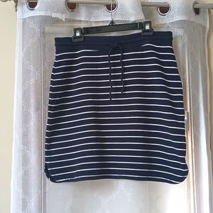 Talbot's Navy Blue With White Stripes Skirt. Drawstring Waist.